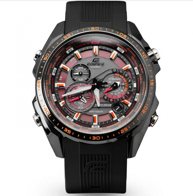 进口货自营卡西欧(casio) eqs-500系列太阳能石英钢带男表